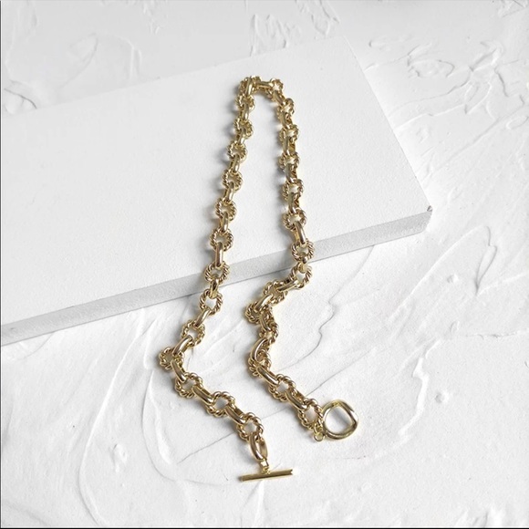 18K Gold Layered Chunky Punk Lock Choker Necklace - Picture 8 of 9